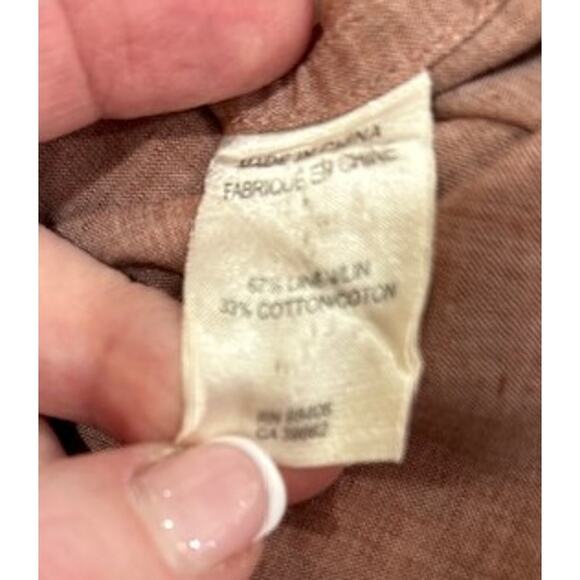 Theory Rotuma Jugen Mens Mauve Long Sleeve Linen Blend Button Up Shirt Small - Picture 7 of 8